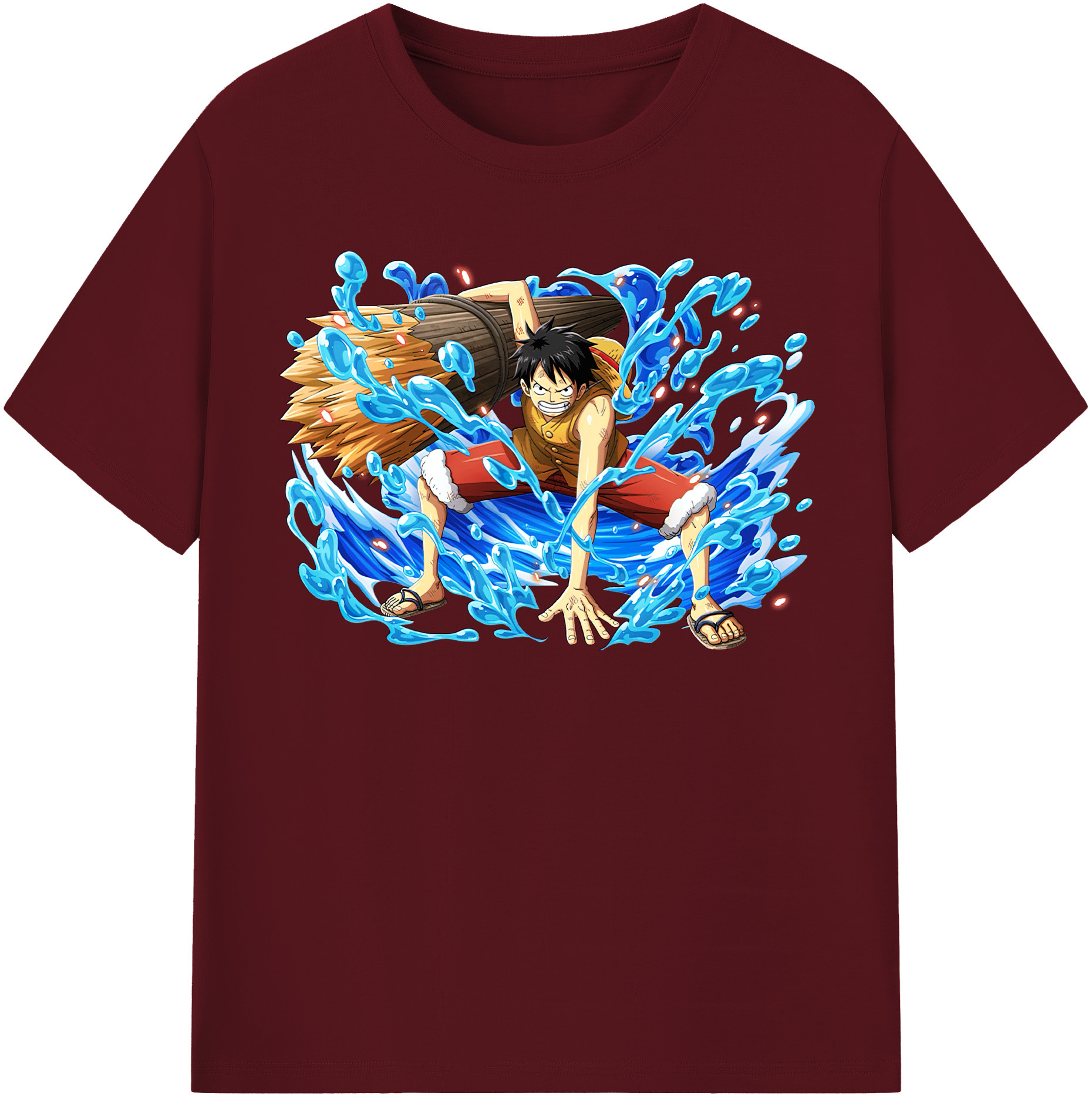 ワンピース モンキー・D・ルフィ ONE PIECE Monkey D. Luffy 綿100％半袖Tシャツ（フロントプリント）